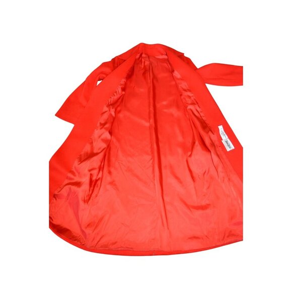 Vintage 70s Victor Joris for Riva Neiman Marcus Bright Red Wool Trench Coat S/M - Picture 9 of 12